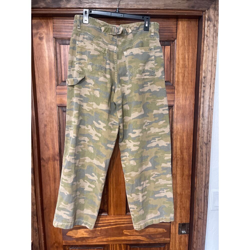 Camo Wide Leg Jeans - Olive Green Flare UK12/US8 - Picture 5 of 8
